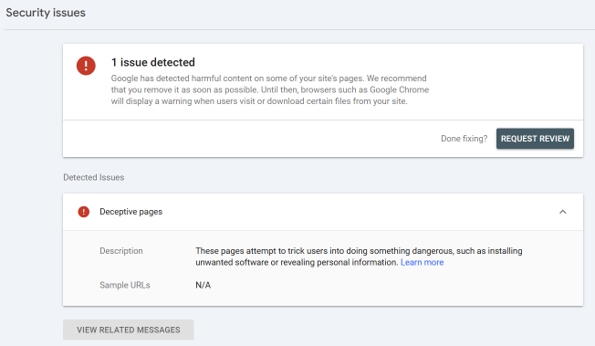 error from search console